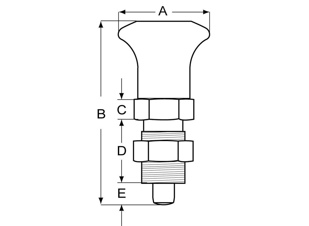 Index Plungers | Locking 90 Degree dimension guide
