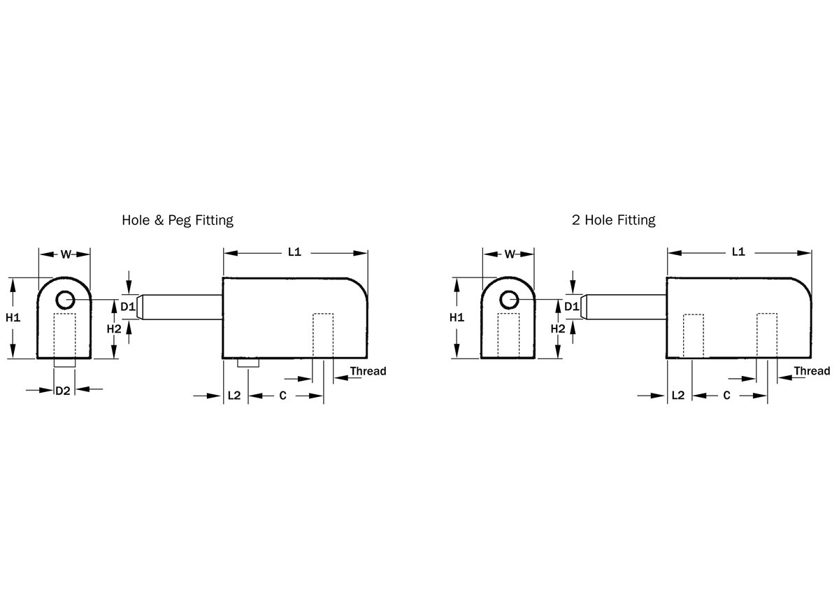 Lift-Off Block Hinges | Hole & Peg Fitting dimension guide