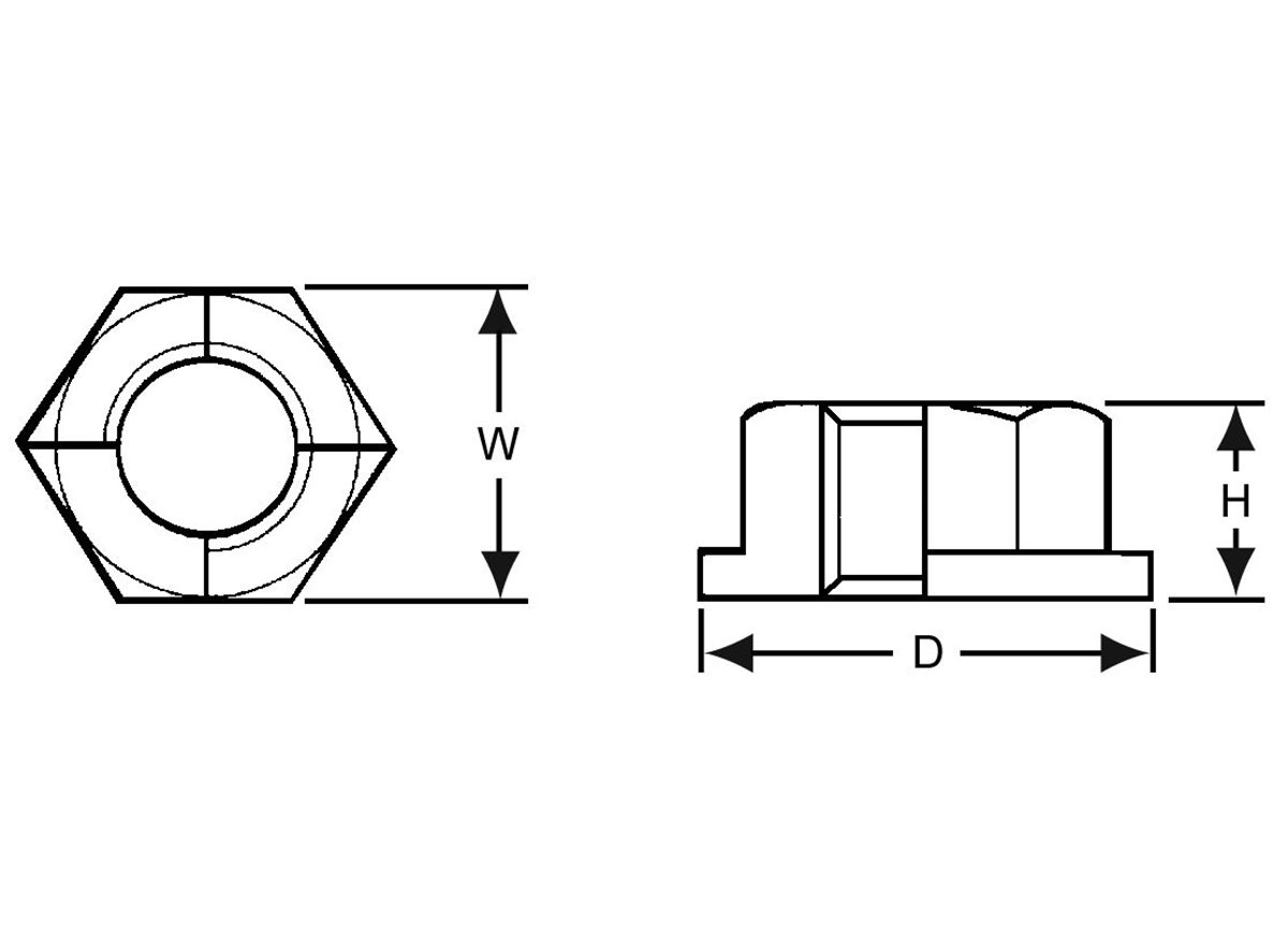 Nylon Nuts and Washers Combined dimension guide