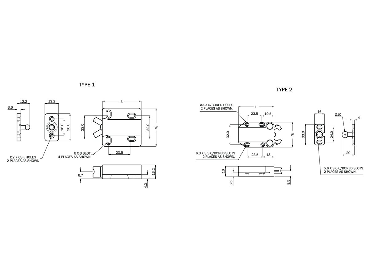 Push To Open Latch | Heavy Duty | 8kg Holding Force dimension guide
