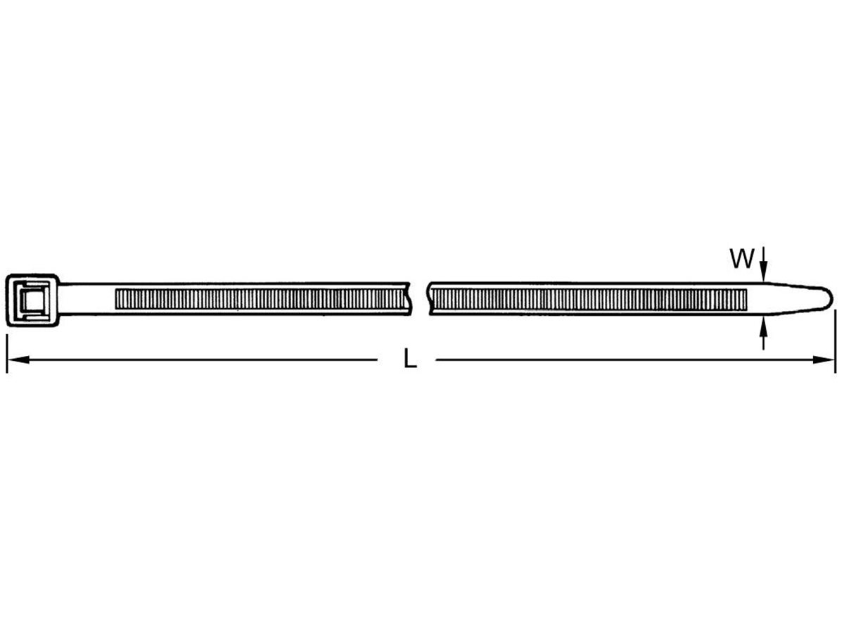 Releasable cable ties dimensional linedrawing guide in grayscale 