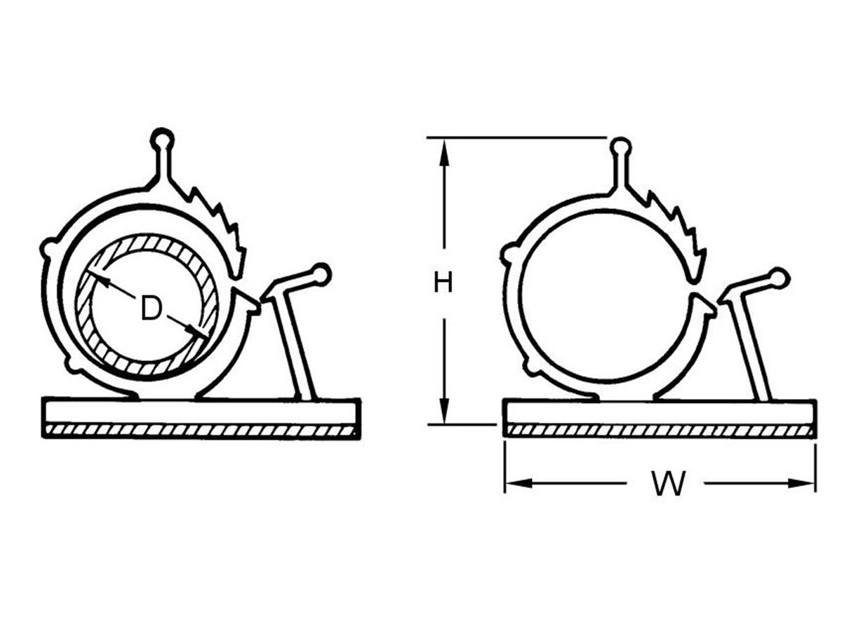 Self-Adhesive Cable Clips | Adjustable | 10-12.5mm Cable Diameter | Black dimension guide