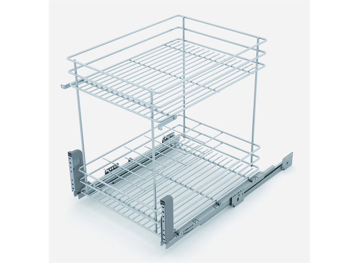 Trolley Basket with Bottle Rack - Soft Close dimension guide