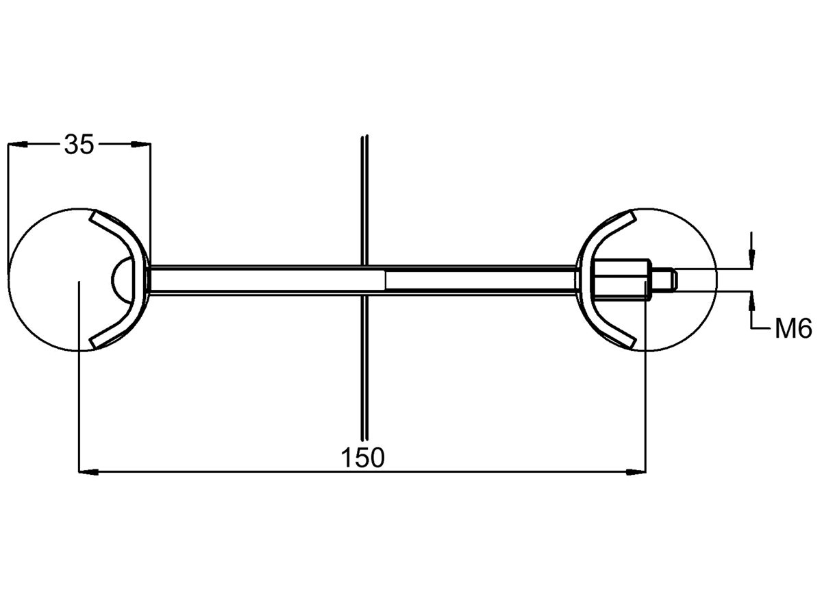 Worktop Connector Bolts | M6 x 150mm dimension guide