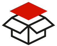 A line drawing of box with red rectangle over it